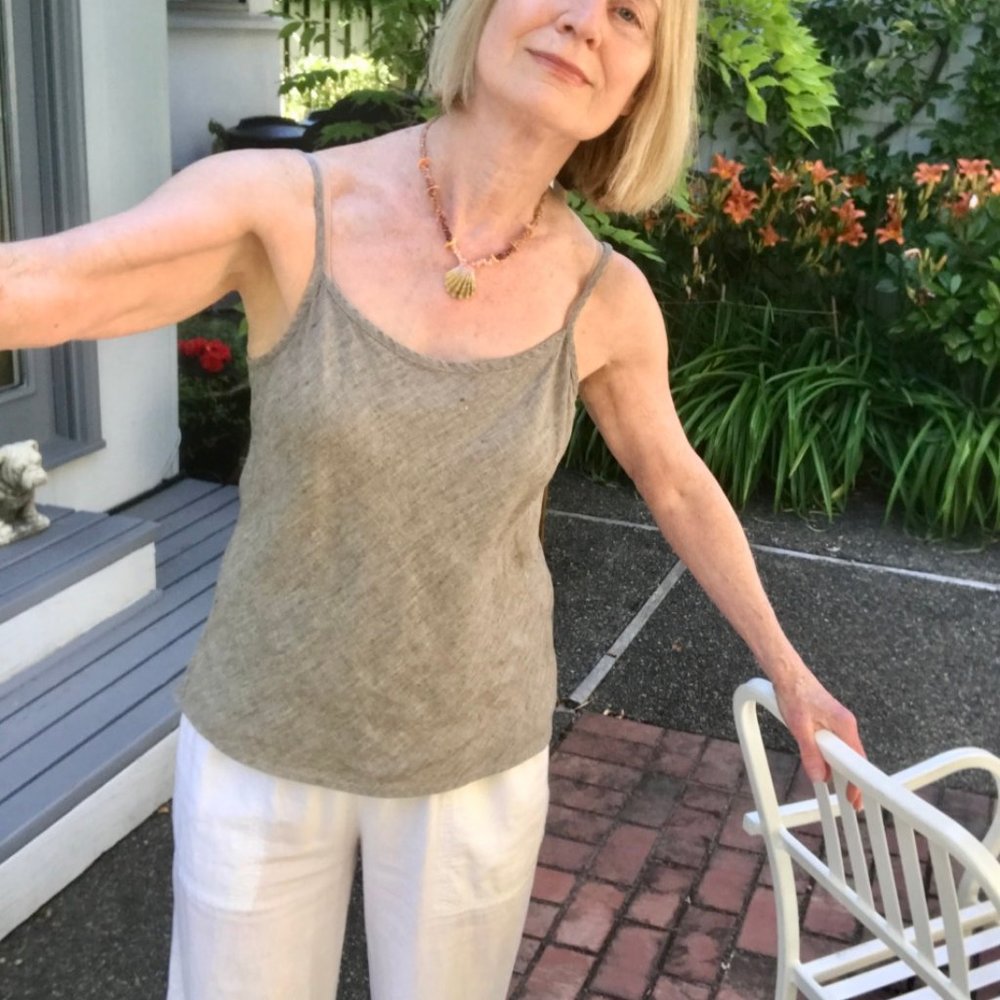Strappy Neutral Linen Tank Top by Bryn Walker
